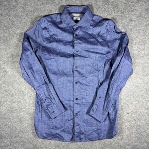 Daniel Cremieux Signature Collection Men's Blue 100% Linen Button Down Shirt M